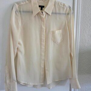 Sheer Cream Button Down Talbot's Blouse